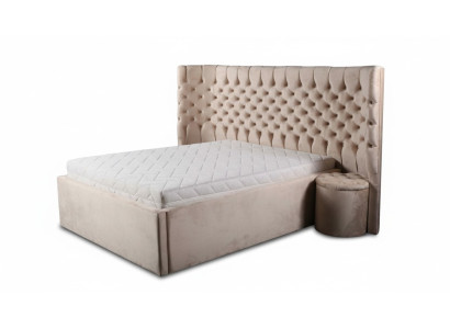Lit double Chesterfield beige Mobilier de chambre moderne Lits de luxe
