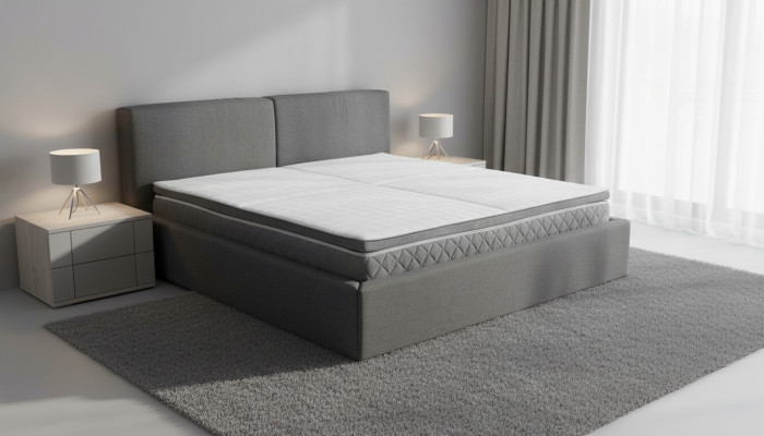 Lit double gris Rembourrage Lit base de lit Design Élégant Lit en tissu