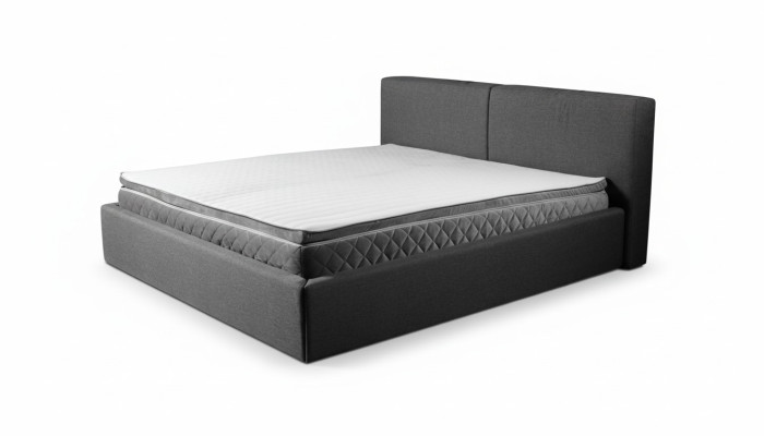 Lit double gris Rembourrage Lit base de lit Design Élégant Lit en tissu