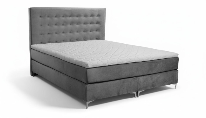 Lit double gris Classique s Chambre Mobilier Design Élégant Tissu neuf