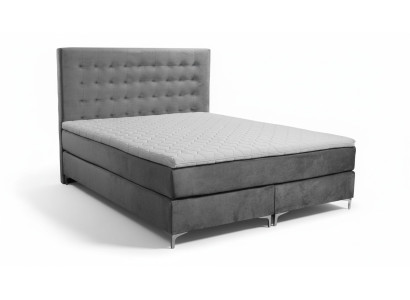 Lit double gris Classique s Chambre Mobilier Design Élégant Tissu neuf
