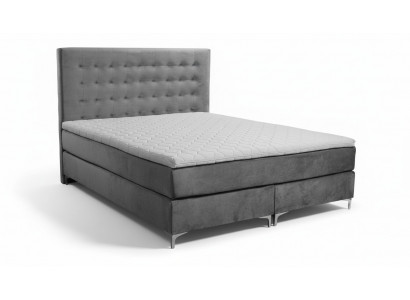 Lit double gris Classique s Chambre Mobilier Design Élégant Tissu neuf