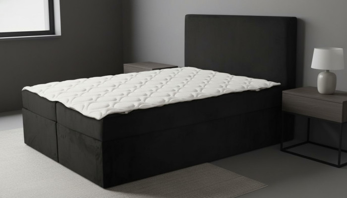 Lit double noir Classique s Mobilier de chambre Design Élégant Tissu neuf