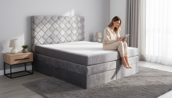Lit Boxspring avec sommier Matelas Lits Chambre Chesterfield