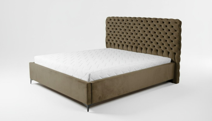 Lit Chesterfield vert, design de meubles de chambre classique, tissu élégant