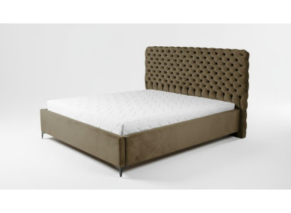Lit Chesterfield vert, design de meubles de chambre classique, tissu élégant