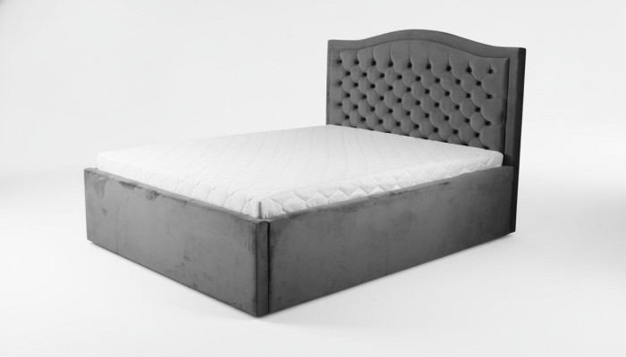 Lit Chesterfield gris Classique pour chambre Design de meubles Élégant en tissu