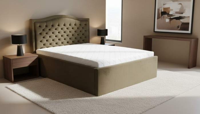 Lit Chesterfield vert classique, design de meubles de chambre élégant en tissu