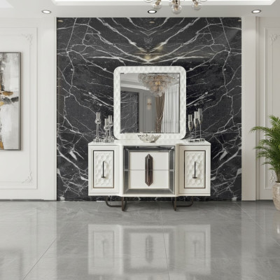 Buffet blanc Commode Consoles Table Miroir 2 pièces. Armoires à tiroirs, bahuts