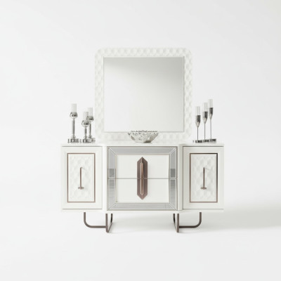 Buffet blanc Commode Consoles Table Miroir 2 pièces. Armoires à tiroirs, bahuts