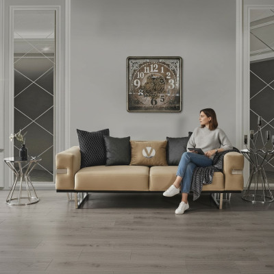 Canapé de luxe avec pieds en acier inoxydable, revêtement de siège, canapés design, meubles 230cm