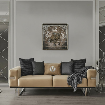 Canapé de luxe avec pieds en acier inoxydable, revêtement de siège, canapés design, meubles 230cm