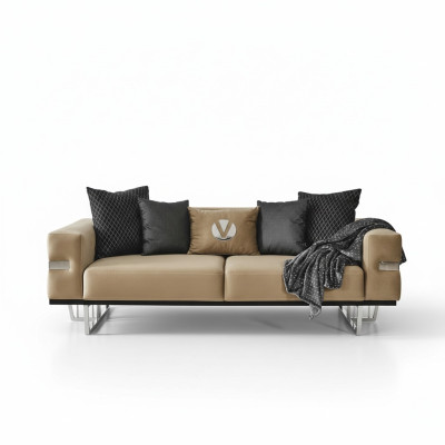 Canapé de luxe avec pieds en acier inoxydable, revêtement de siège, canapés design, meubles 230cm