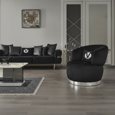 Fauteuil noir 1 place en tissu pour salon de luxe, nouveau design, fauteuil moderne