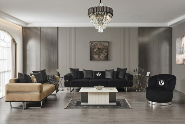Salon Mobilier Italien Ameublement Canapé Set Canapé en tissu Canapés 4 pièces