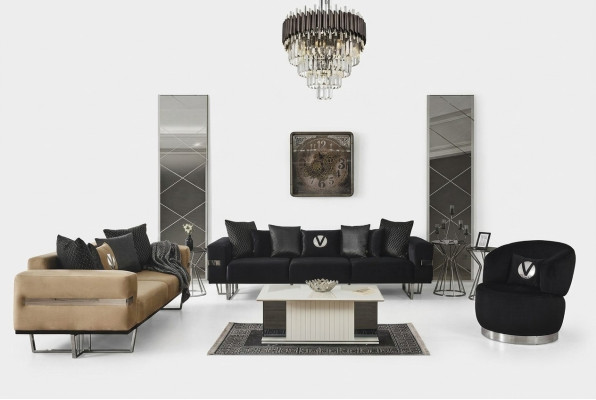 Salon Mobilier Italien Ameublement Canapé Set Canapé en tissu Canapés 4 pièces