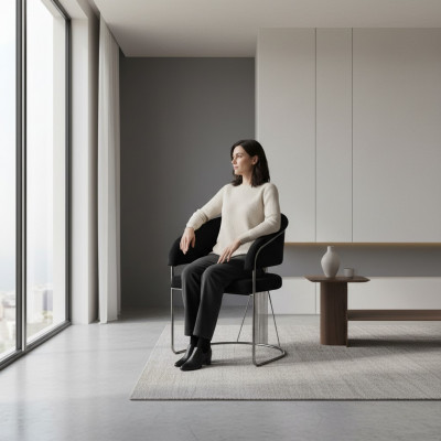 Chaise moderne 1x pour salle à manger TV Lounge Seat Chaise rembourrée en nouveau textile