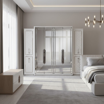 Armoire Armoire Luxueuse Armoires en Bois Design Mobilier Chambre Blanc neuf