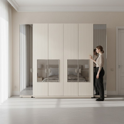 Garde-robe Garde-robe Armoire de luxe en bois Design Mobilier Chambre blanche nouvelle