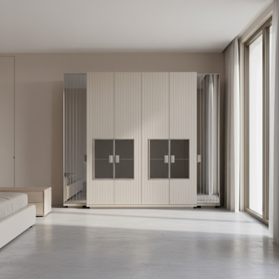Garde-robe Garde-robe Armoire de luxe en bois Design Mobilier Chambre blanche nouvelle