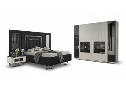 Chambre à coucher Ensemble de 2 tables de chevet Armoire Chambre complète Mobilier de lit 4 pièces