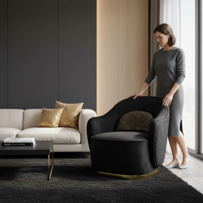 Fauteuil Club Lounge Designer Lehn Chair Sofa 1 place TV Tissu Rembourrage neuf