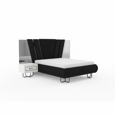 Chambre Lit avec 2 tables de chevet Lit double Mobilier Rembourrage Lits Coffre 3 pièces