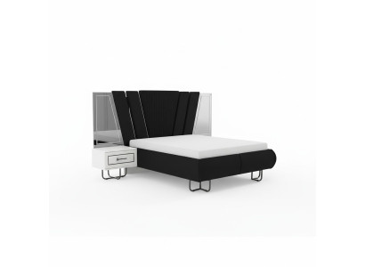 Chambre Lit avec 2 tables de chevet Lit double Mobilier Rembourrage Lits Coffre 3 pièces