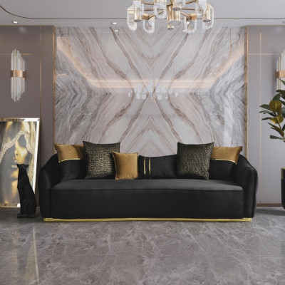 Tissu doré 3 places Canapé en tissu Marron Canapé rembourré Canapés Canapés Mobilier