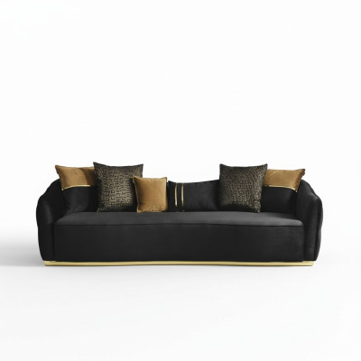 Tissu doré 3 places Canapé en tissu Marron Canapé rembourré Canapés Canapés Mobilier