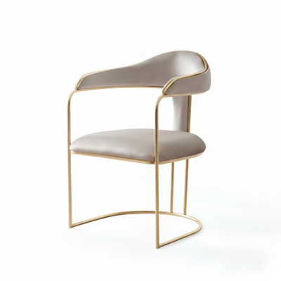 Chaise de loisirs en métal au design moderne, chaise rembourrée grise moderne nouvelle.