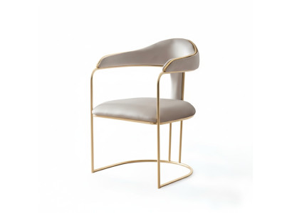 Chaise de loisirs en métal au design moderne, chaise rembourrée grise moderne nouvelle.