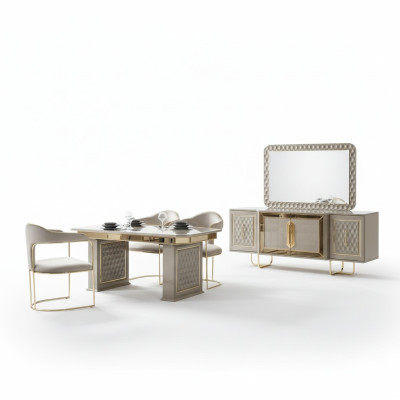 Ensemble complet Table à manger 4 chaises Commode Ensemble de salle à manger Ensemble de salle à manger Table en bois Tables 6 pièces