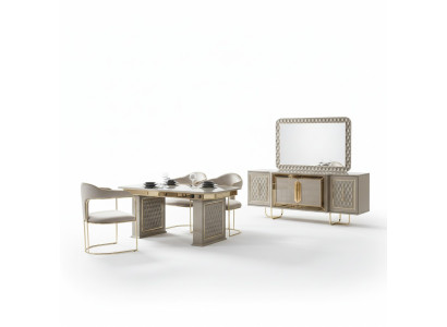 Ensemble complet Table à manger 4 chaises Commode Ensemble de salle à manger Ensemble de salle à manger Table en bois Tables 6 pièces