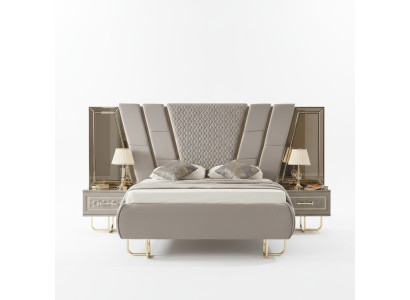 Table de chevet de chambre de luxe Lits Lit 3pcs Ensemble complet Design Ameublement