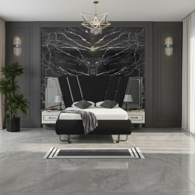 Chambre à coucher Lit 2x Tables de chevet Lits de luxe Ensemble complet de meubles de design 3pcs