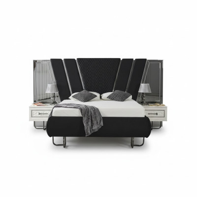 Chambre à coucher Lit 2x Tables de chevet Lits de luxe Ensemble complet de meubles de design 3pcs