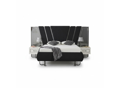 Chambre à coucher Lit 2x Tables de chevet Lits de luxe Ensemble complet de meubles de design 3pcs