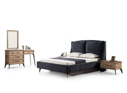 Ensemble de chambre à coucher moderne de luxe en 4 pièces lit 2 tables de chevet commode INCLUSE