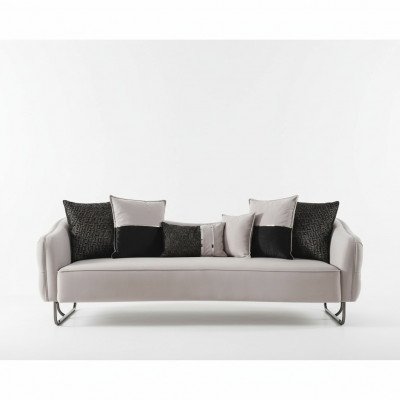 Canapé 3 places beige style sofa luxe salon moderne design tissu d'ameublement neuf