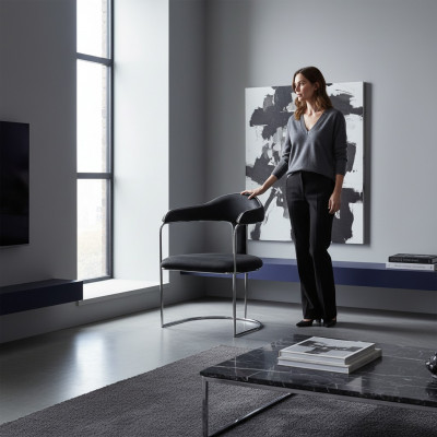 Moderne Armlehnstühle 1x Esszimmer TV Lounge Sitz Sessel Polsterstuhl neuer Textilstuhl