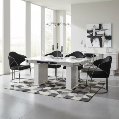 Table à manger beige Design Tables Table de luxe extensible Meubles Salle à manger Meubles