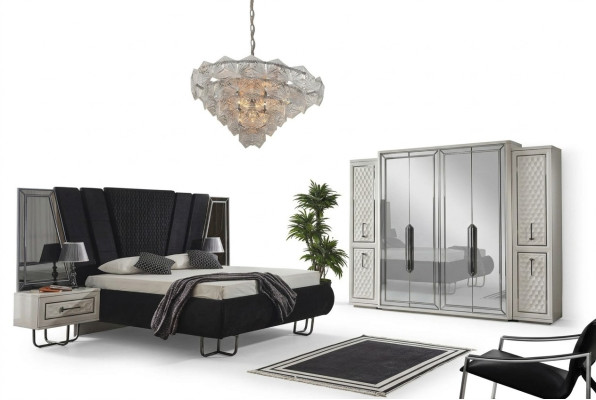 Chambre à coucher Mobilier Lit Tables de chevet Armoire Armoire Lits 4pcs