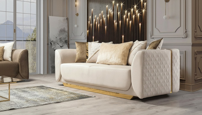 Conception de canapés relax 3 places Club Lounge Sofa Revêtement en tissu Canapé en tissu