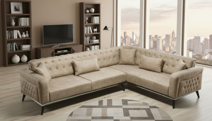 Canapé Canapé beige Salon ensemble Design Moderne Canapé Canapé d'angle nouveau Canapé Canapé beige Salon ensemble Design Moderne Canapé Canapé d'angle nouveau
