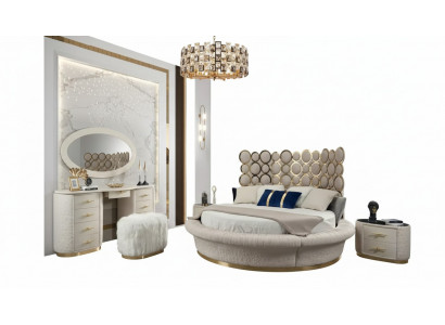 Lit rond Lits design ronds Double en cuir de luxe Cadre chambre de sommeil d'hôtel