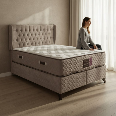 Lit Chesterfield Lits pour Chambre Textile 180x200cm incl. Matelas