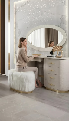 Coiffeuse Set Console Miroir Mobilier de chambre Design Ensemble de tabouret nouveau