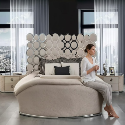 Lit de designer lits en textile de luxe Chambre à coucher Lit double lit 200x200cm cadre de lit