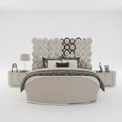 Lit de designer lits en textile de luxe Chambre à coucher Lit double lit 200x200cm cadre de lit